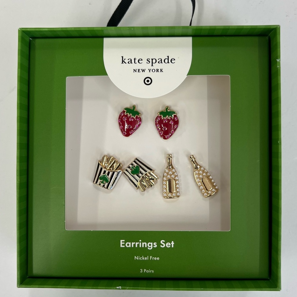 Kate Spade x Target: Strawberry, Fries, and Champagne Earrings Sets
